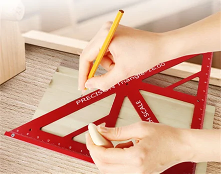 90/45 Degree Aluminum Alloy Multi-function Woodworking Triangle Ruler Inch Precision Triangle Ruler