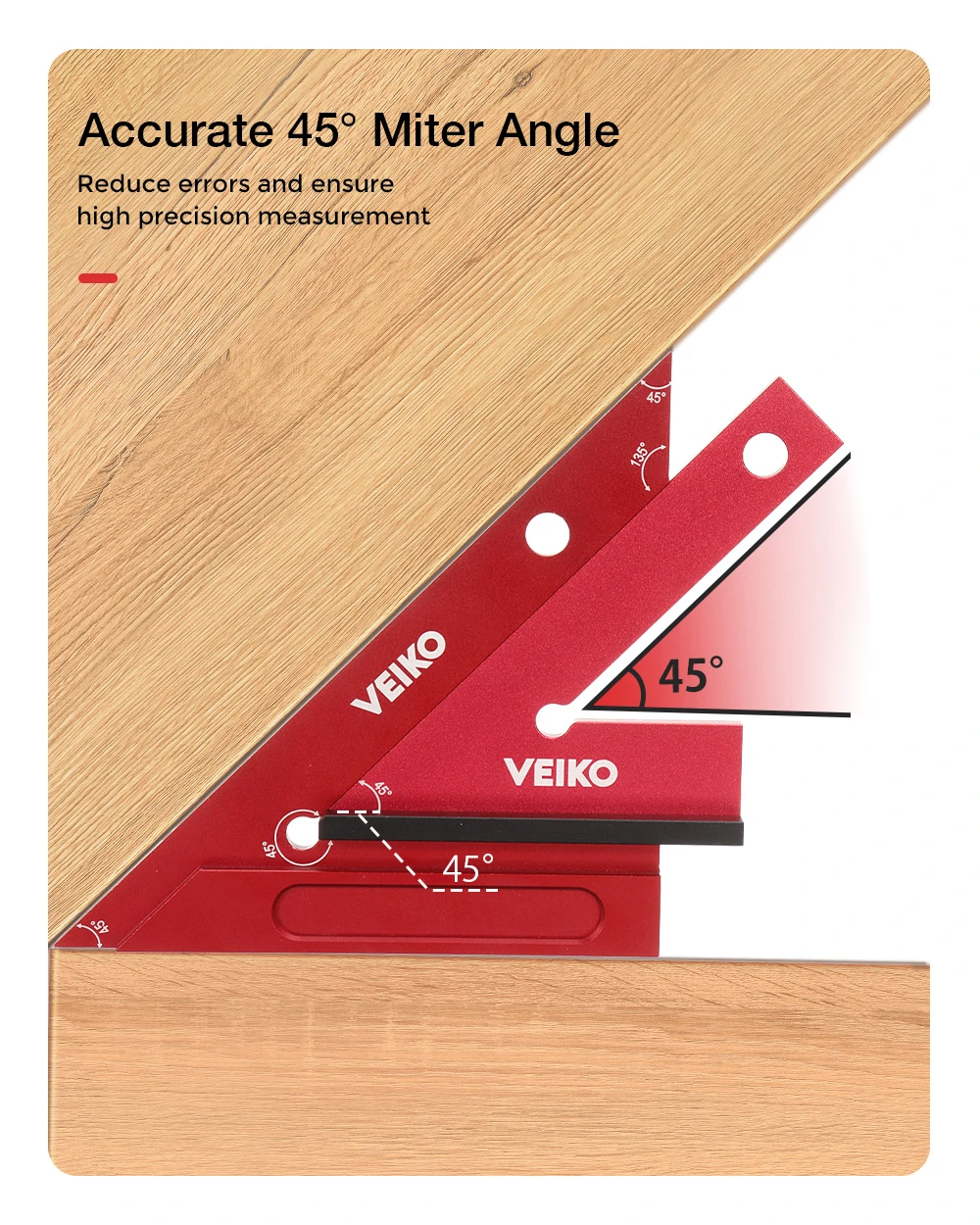 ENJOYWOOD Aluminum Alloy Miter Square with Base 45 Degree Right Angle Ruler Miter Angle Corner Ruler Woodworking Measuring Tools