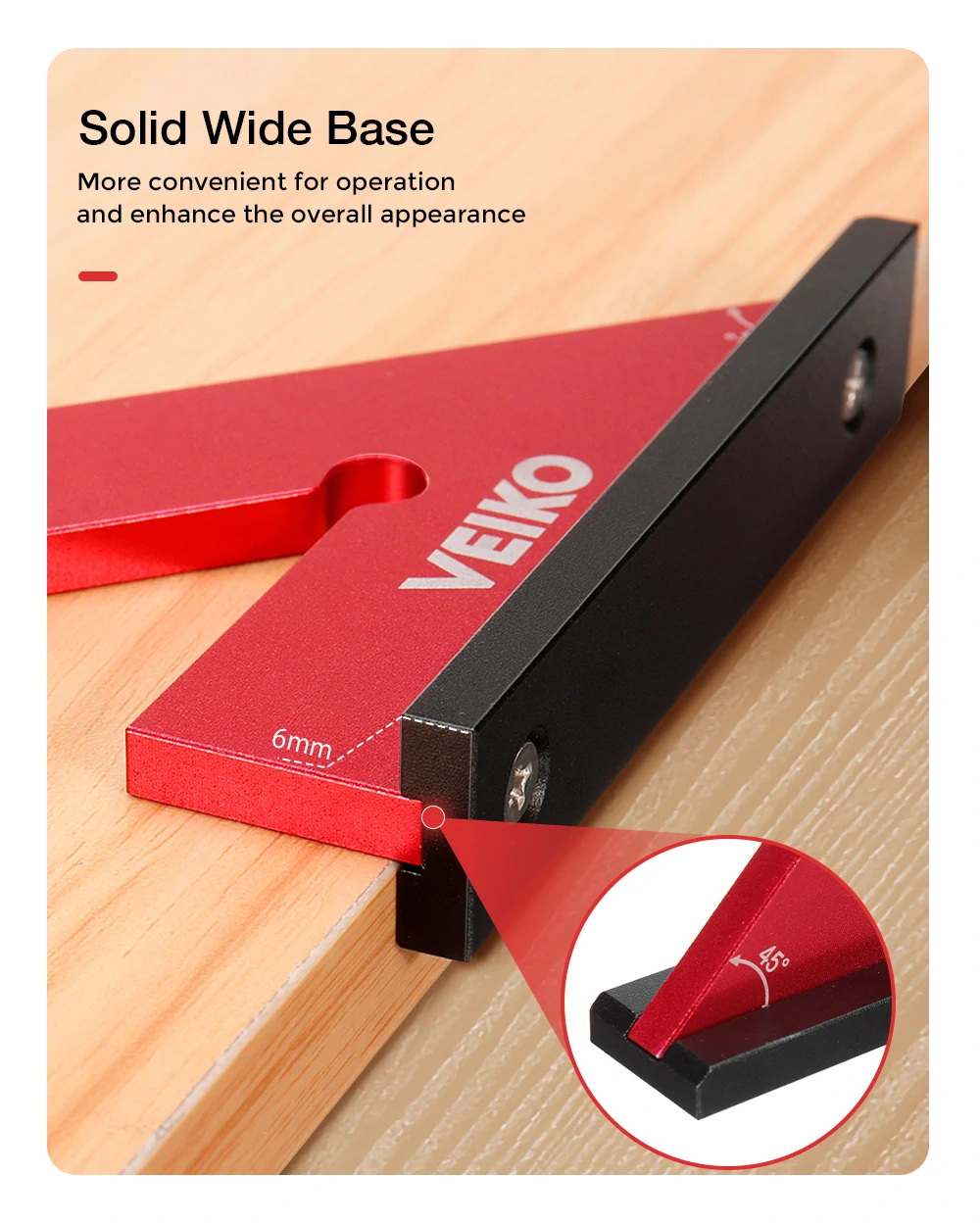 ENJOYWOOD Aluminum Alloy Miter Square with Base 45 Degree Right Angle Ruler Miter Angle Corner Ruler Woodworking Measuring Tools