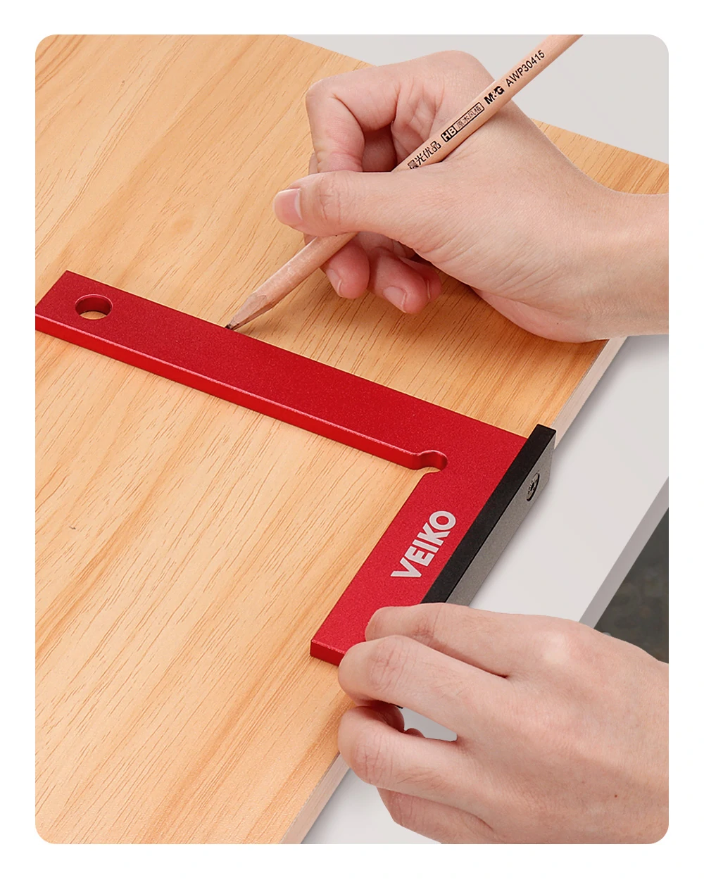 VEIKO Aluminum Alloy 150X100MM Square Ruler 90 Degree Right Angle Ruler With Solid Wide Base Check Tool Verticality Accurately