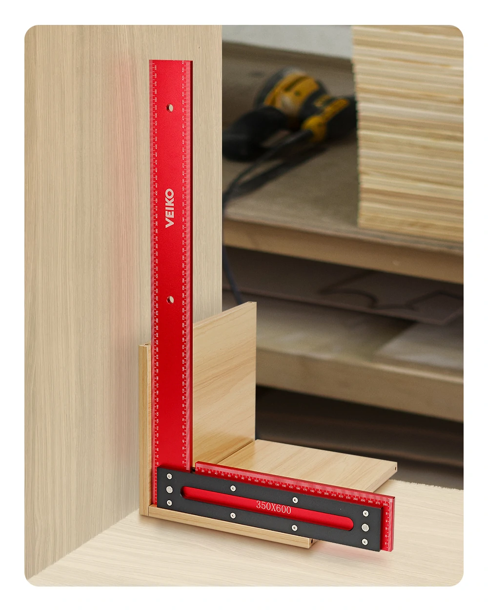 VEIKO 600mm Aluminum Alloy Carpenter Square Framing Square Right Angle Ruler for Woodworking Square Setting Marking