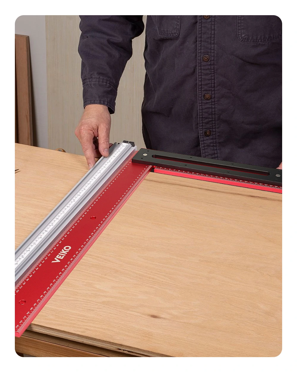VEIKO 600mm Aluminum Alloy Carpenter Square Framing Square Right Angle Ruler for Woodworking Square Setting Marking