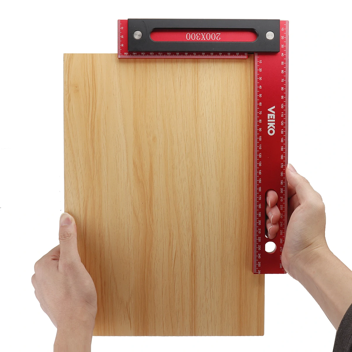 VEIKO 300x200mm Aluminum Alloy Precision Woodworking Square Right Angle Ruler with Base