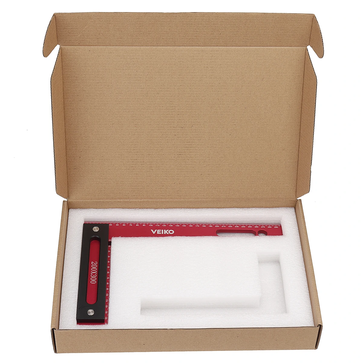 VEIKO 300x200mm Aluminum Alloy Precision Woodworking Square Right Angle Ruler with Base