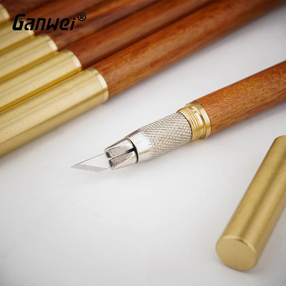 Woodcut Knife Wood Carving Tool Woodworking Brass Scribe Pen Art Drawing Craft Cutter Hand Tools Cutting Paper Pen With 10 blades