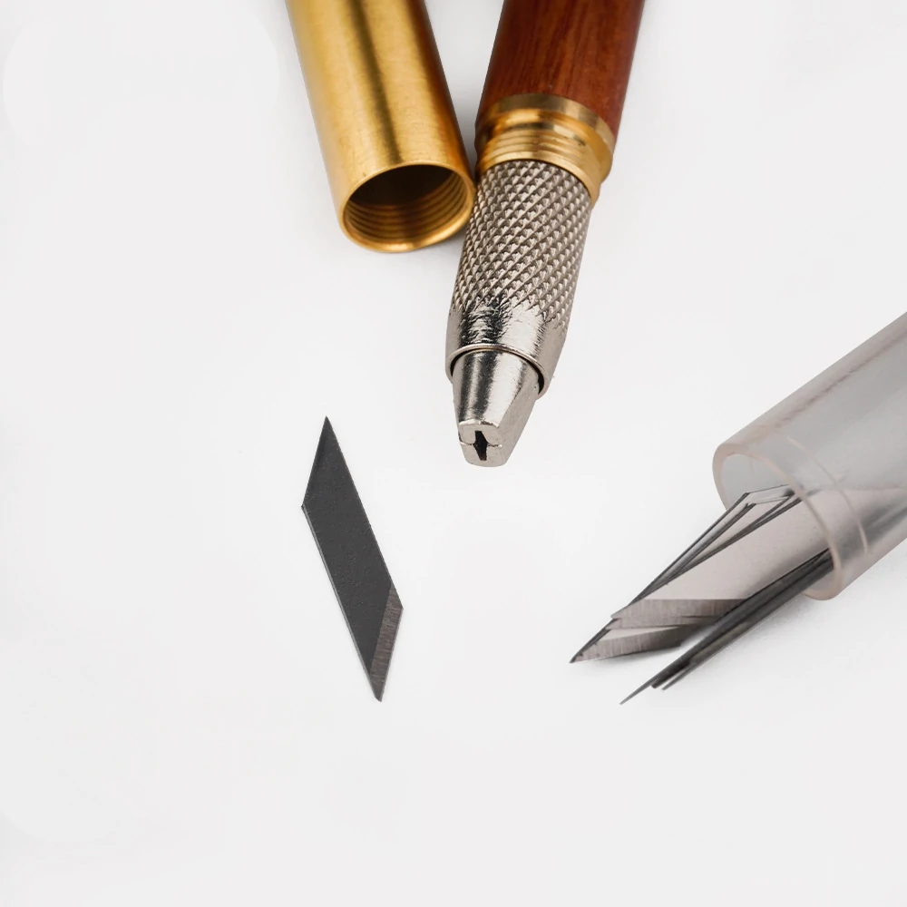 Woodcut Knife Wood Carving Tool Woodworking Brass Scribe Pen Art Drawing Craft Cutter Hand Tools Cutting Paper Pen With 10 blades