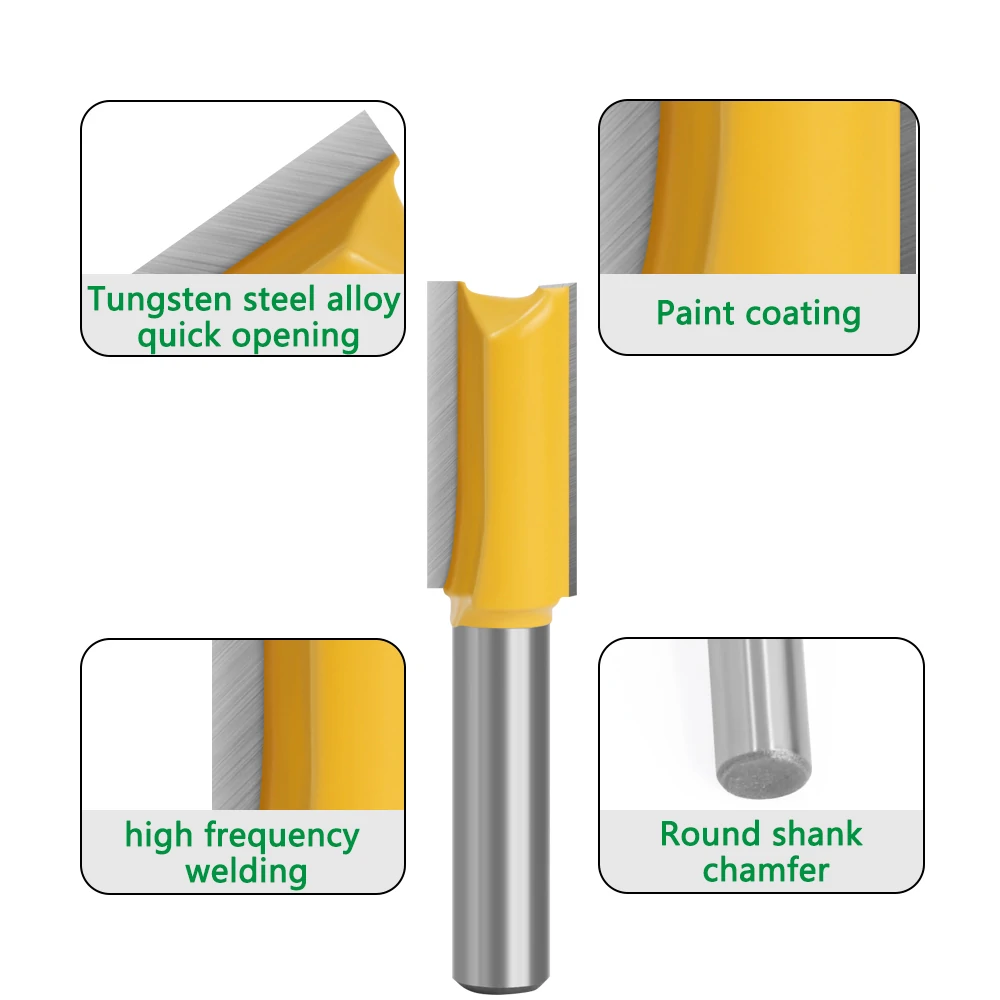 LAVIE 5pcs set 8mm Shank Straight Bit Tungsten Carbide Double Flute Router Bits Milling Cutter for Wood Woodwork Tool C08002T5A