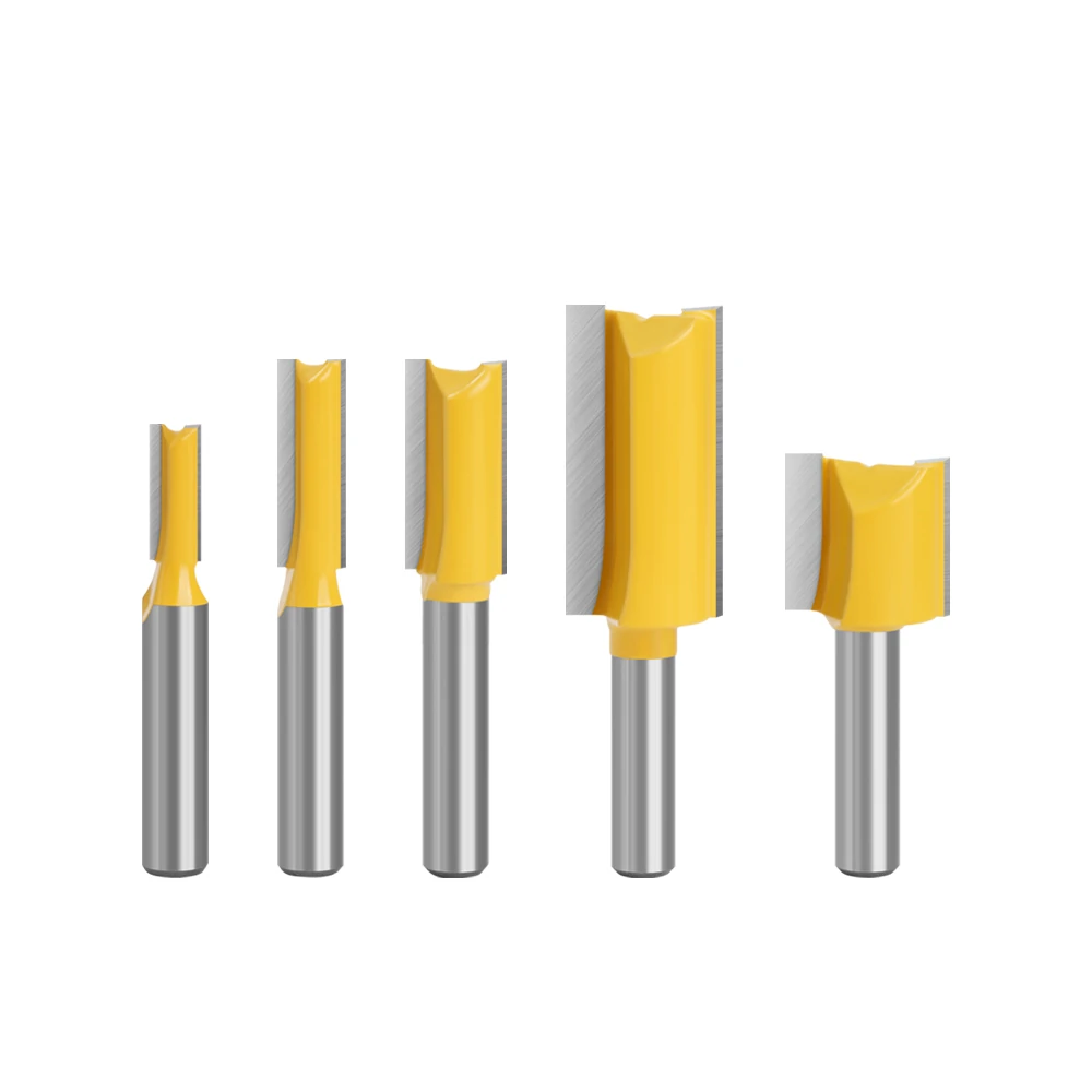 LAVIE 5pcs set 8mm Shank Straight Bit Tungsten Carbide Double Flute Router Bits Milling Cutter for Wood Woodwork Tool C08002T5A