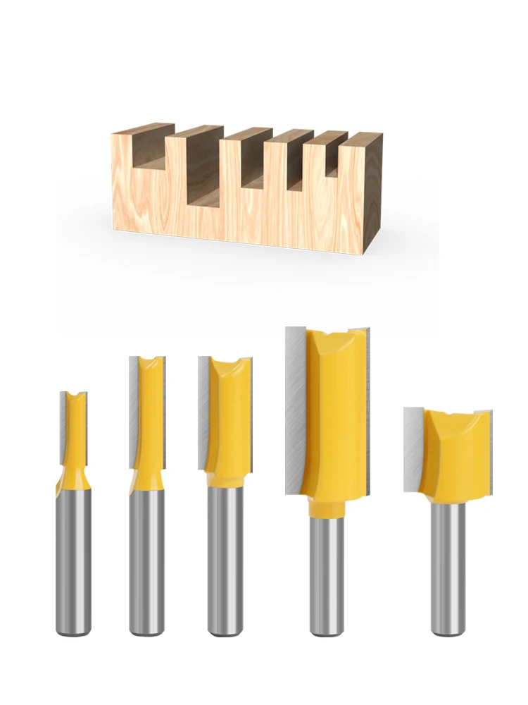 LAVIE 5pcs set 8mm Shank Straight Bit Tungsten Carbide Double Flute Router Bits Milling Cutter for Wood Woodwork Tool C08002T5A