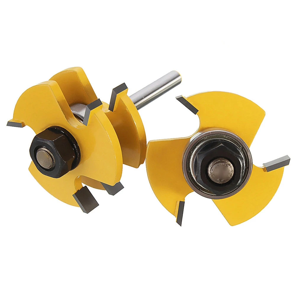 Drillpro 2 pc 6mm 1/4 inch Shank high quality Joint Assembly Router Bit Set T-shape Wood Milling Cutter