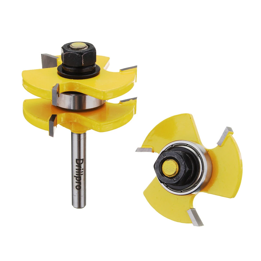 Drillpro 2 pc 6mm 1/4 inch Shank high quality Joint Assembly Router Bit Set T-shape Wood Milling Cutter