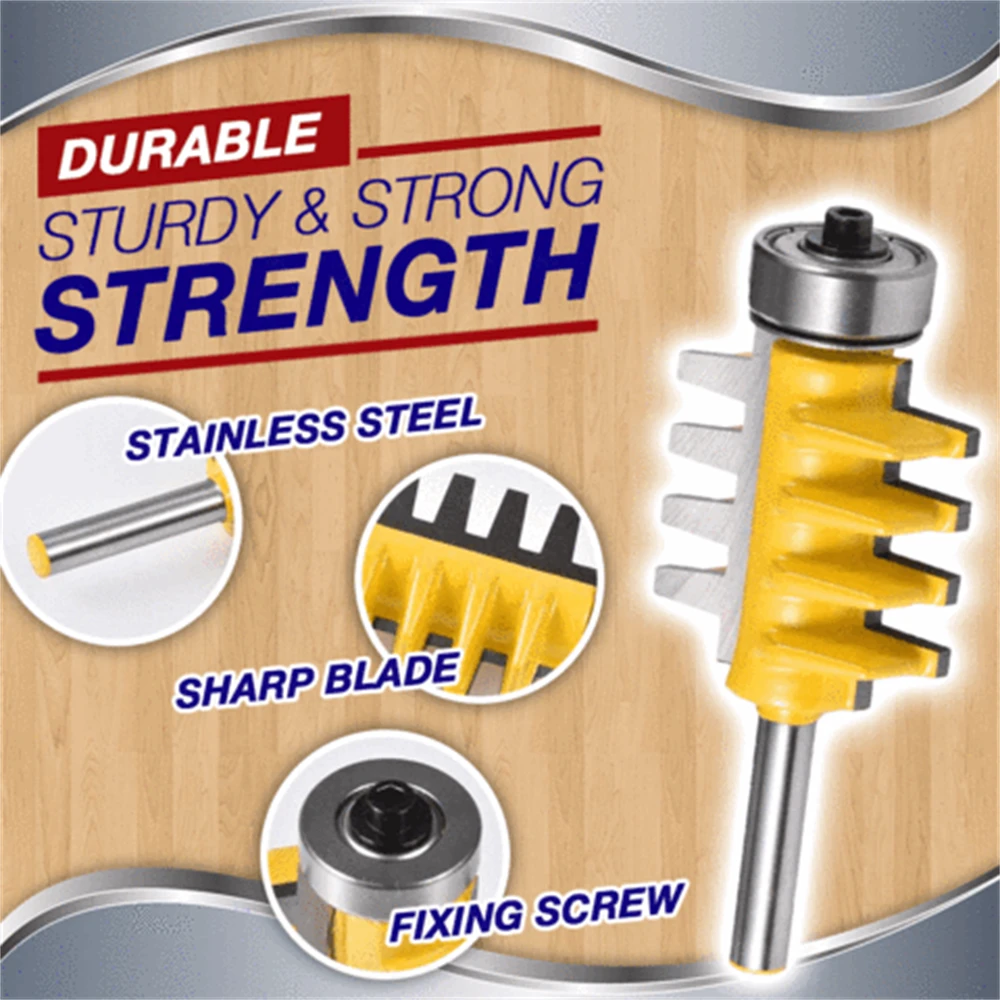 Drillpro T-Slot Finger Joint Router Bit 1/2 or 1/4 Inch Shank Reversible for Woodworking Cutting