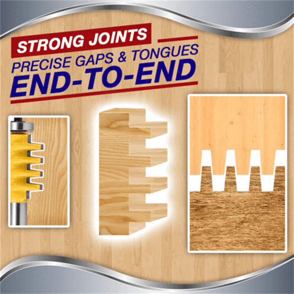 Drillpro T-Slot Finger Joint Router Bit 1/2 or 1/4 Inch Shank Reversible for Woodworking Cutting