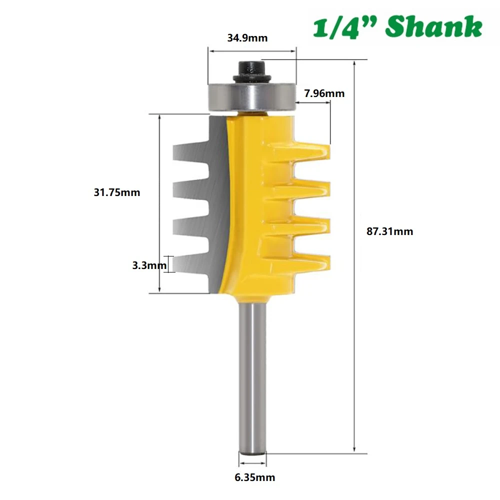 Drillpro T-Slot Finger Joint Router Bit 1/2 or 1/4 Inch Shank Reversible for Woodworking Cutting