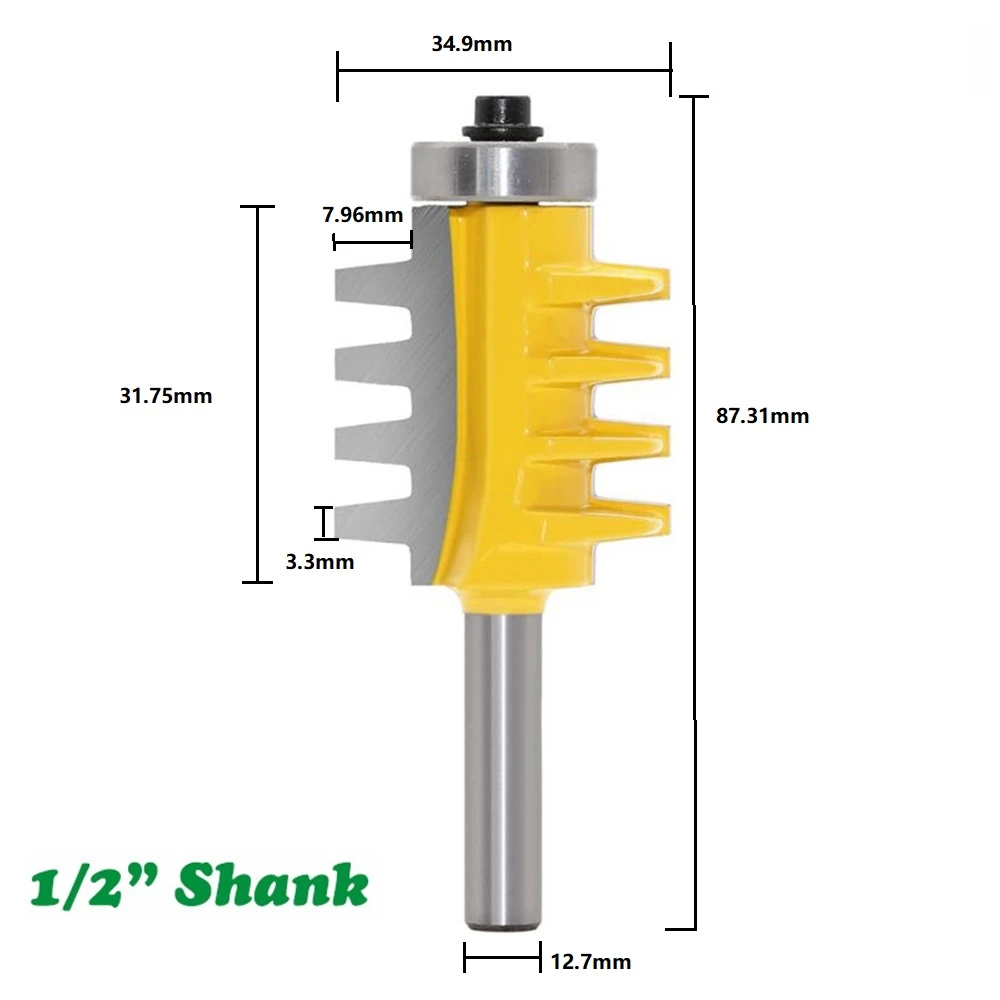 Drillpro T-Slot Finger Joint Router Bit 1/2 or 1/4 Inch Shank Reversible for Woodworking Cutting