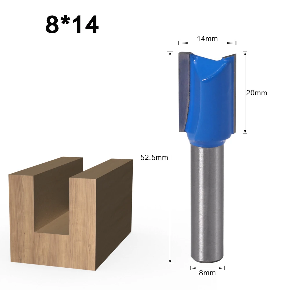 8mm Shank Straight Woodworking Router Bit Set Carpenter Milling Cutter 5/6/8/10/12/14/18/20mm Cutting Diameter
