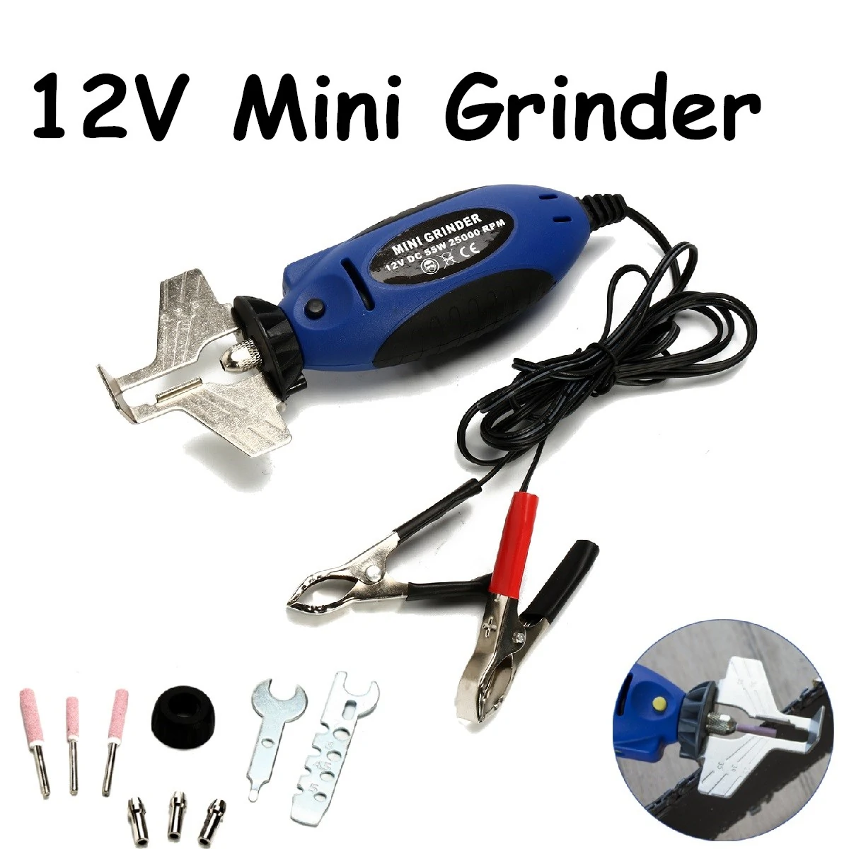 12V Chain Grinder Chain Saw Chain Sharpener Mini Spindle Lock 5m Red Power Tools