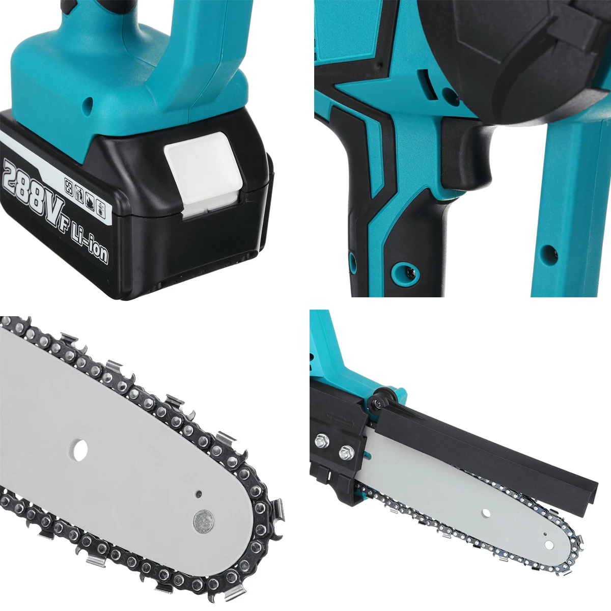 VIOLEWORKS 8inch 21V 1500W Electric Cordless One-Hand Saw Chain Saw Woodworking with Battery Kit