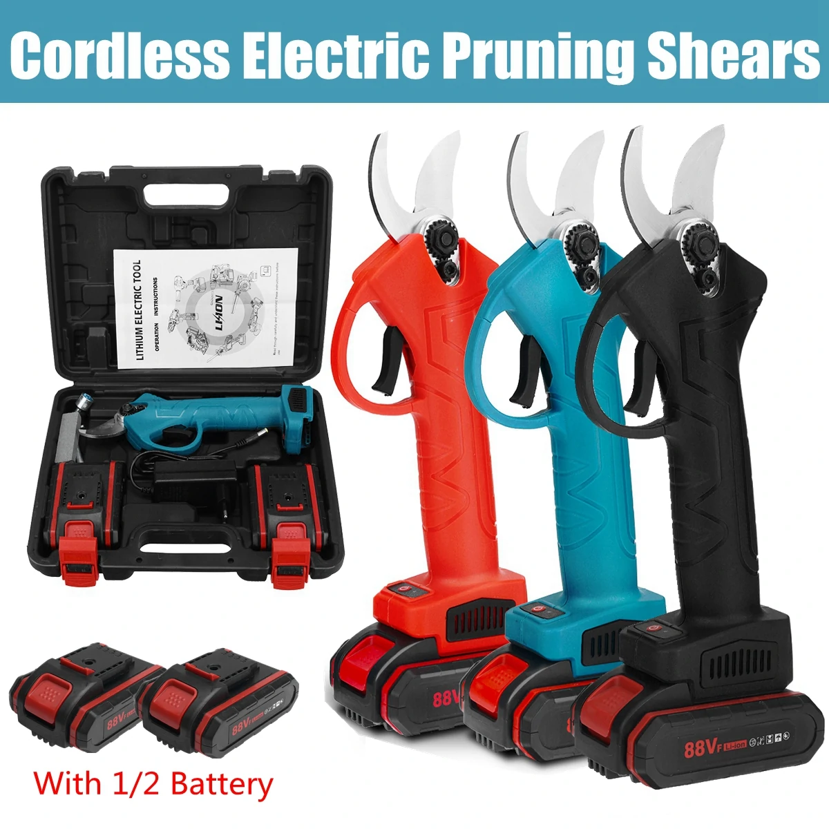 VIOLEWORKS 88VF Cordless Pruner Electric Pruning Shears with  Lithium-ion Battery Efficient Fruit Tree Bonsai Pruning Branche Cutter