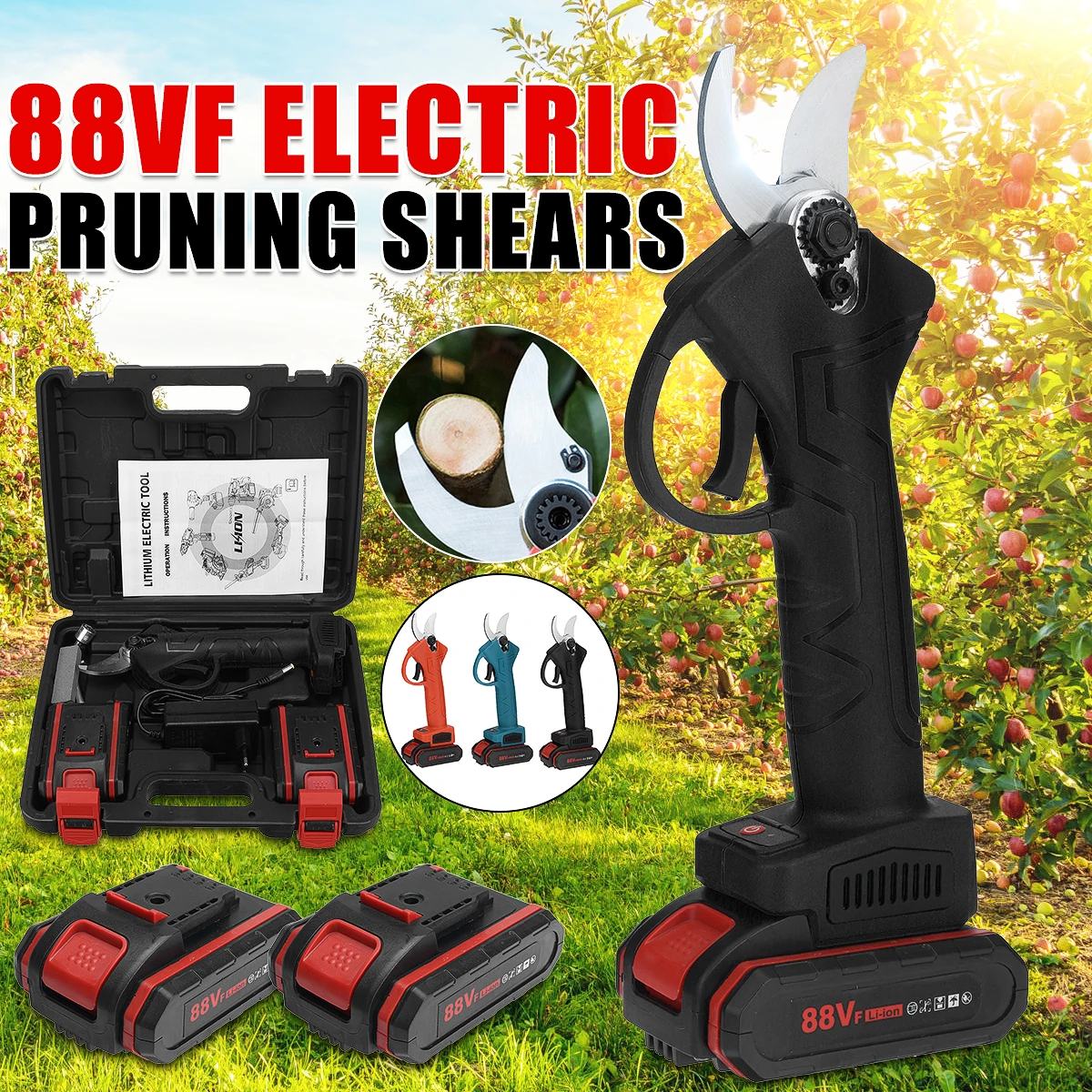 VIOLEWORKS 88VF Cordless Pruner Electric Pruning Shears with  Lithium-ion Battery Efficient Fruit Tree Bonsai Pruning Branche Cutter