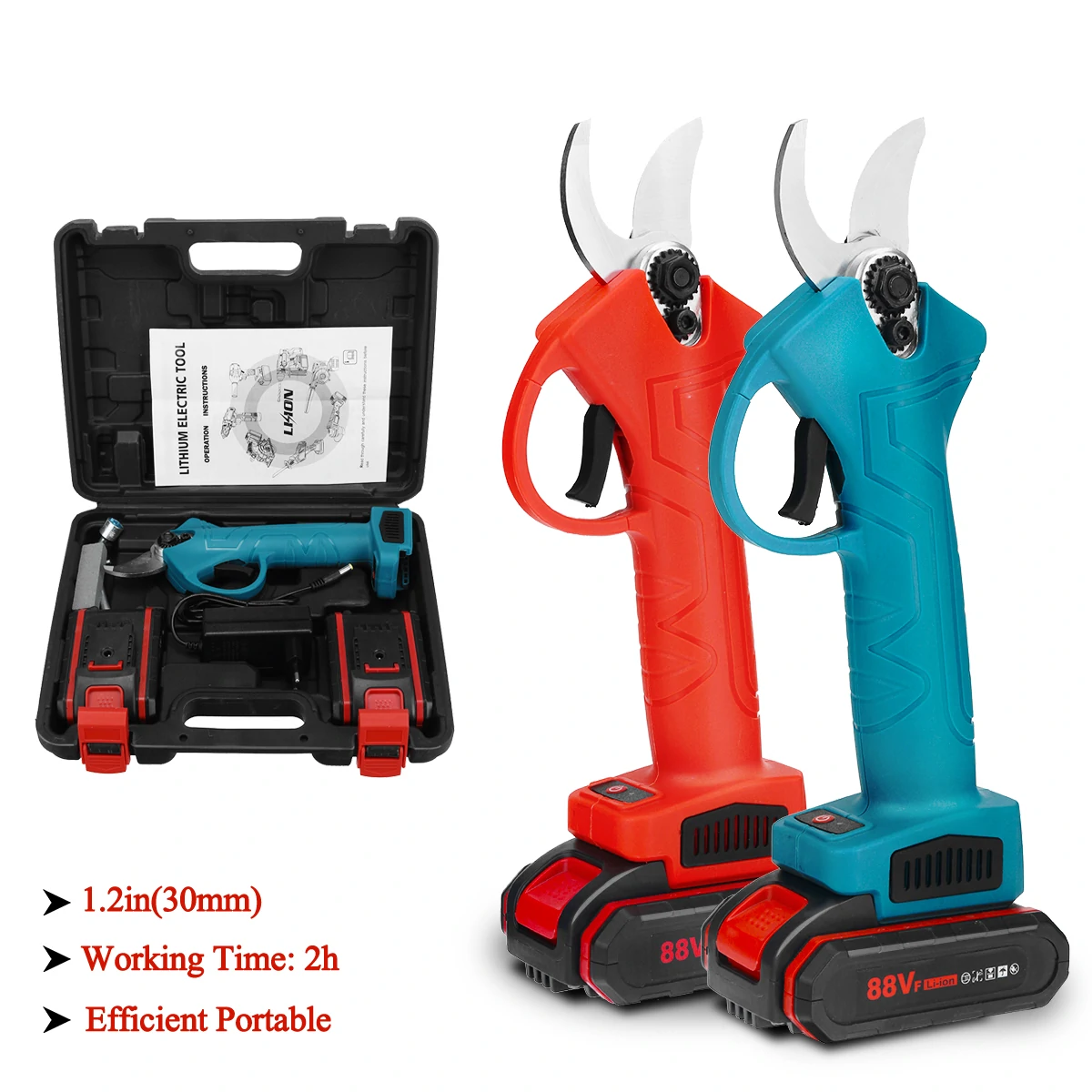 VIOLEWORKS 88VF Cordless Pruner Electric Pruning Shears with  Lithium-ion Battery Efficient Fruit Tree Bonsai Pruning Branche Cutter