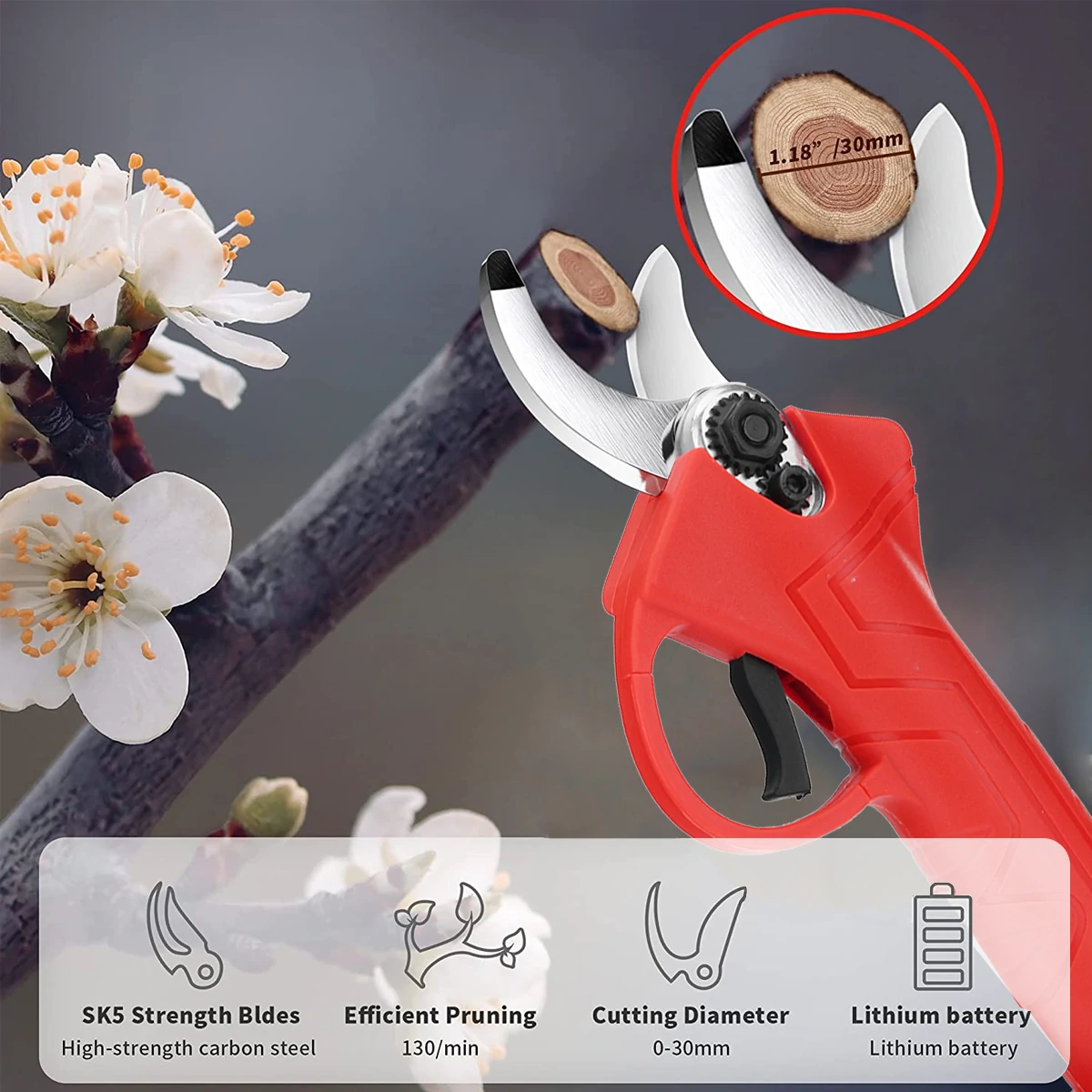 VIOLEWORKS 88VF Cordless Pruner Electric Pruning Shears with  Lithium-ion Battery Efficient Fruit Tree Bonsai Pruning Branche Cutter