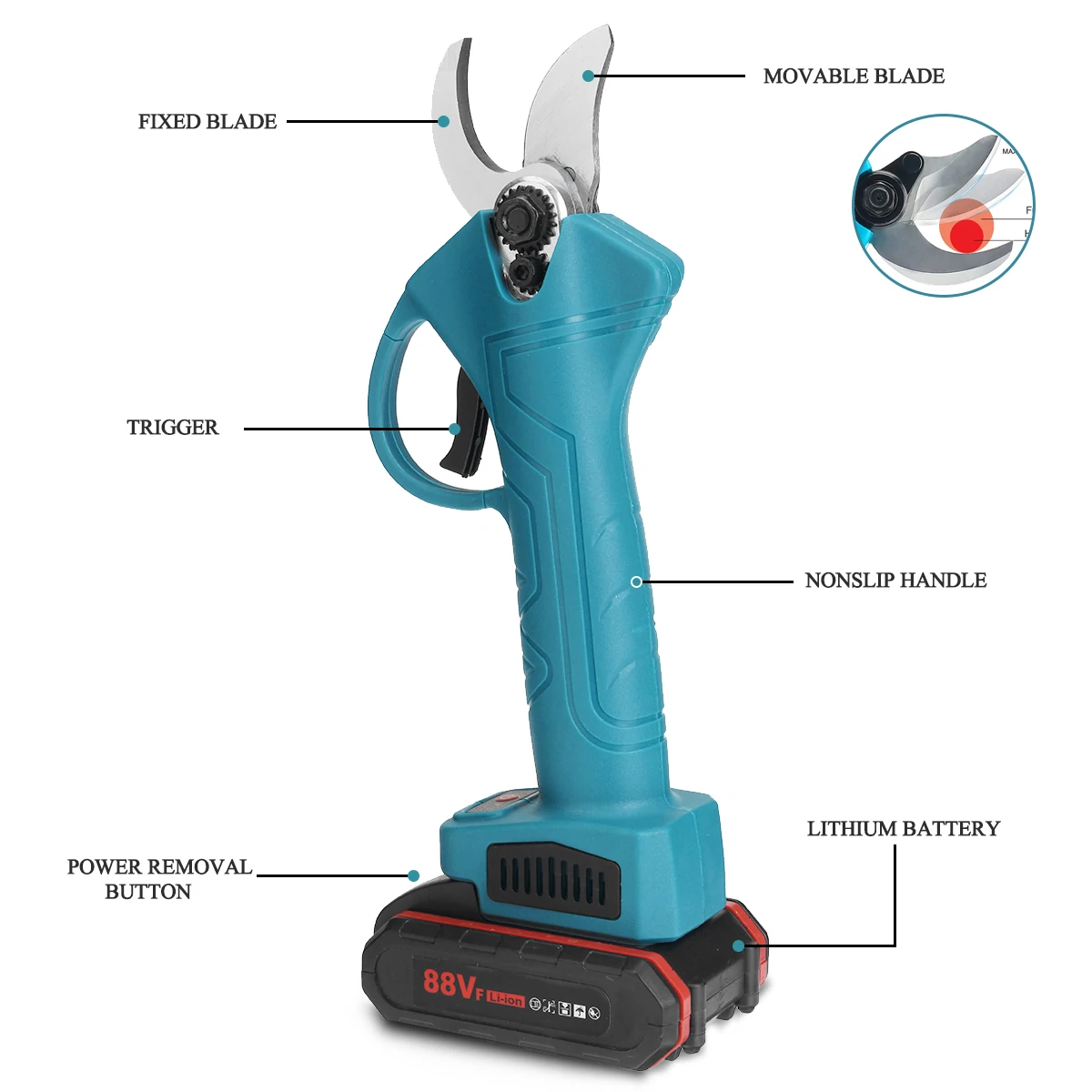 VIOLEWORKS 88VF Cordless Pruner Electric Pruning Shears with  Lithium-ion Battery Efficient Fruit Tree Bonsai Pruning Branche Cutter