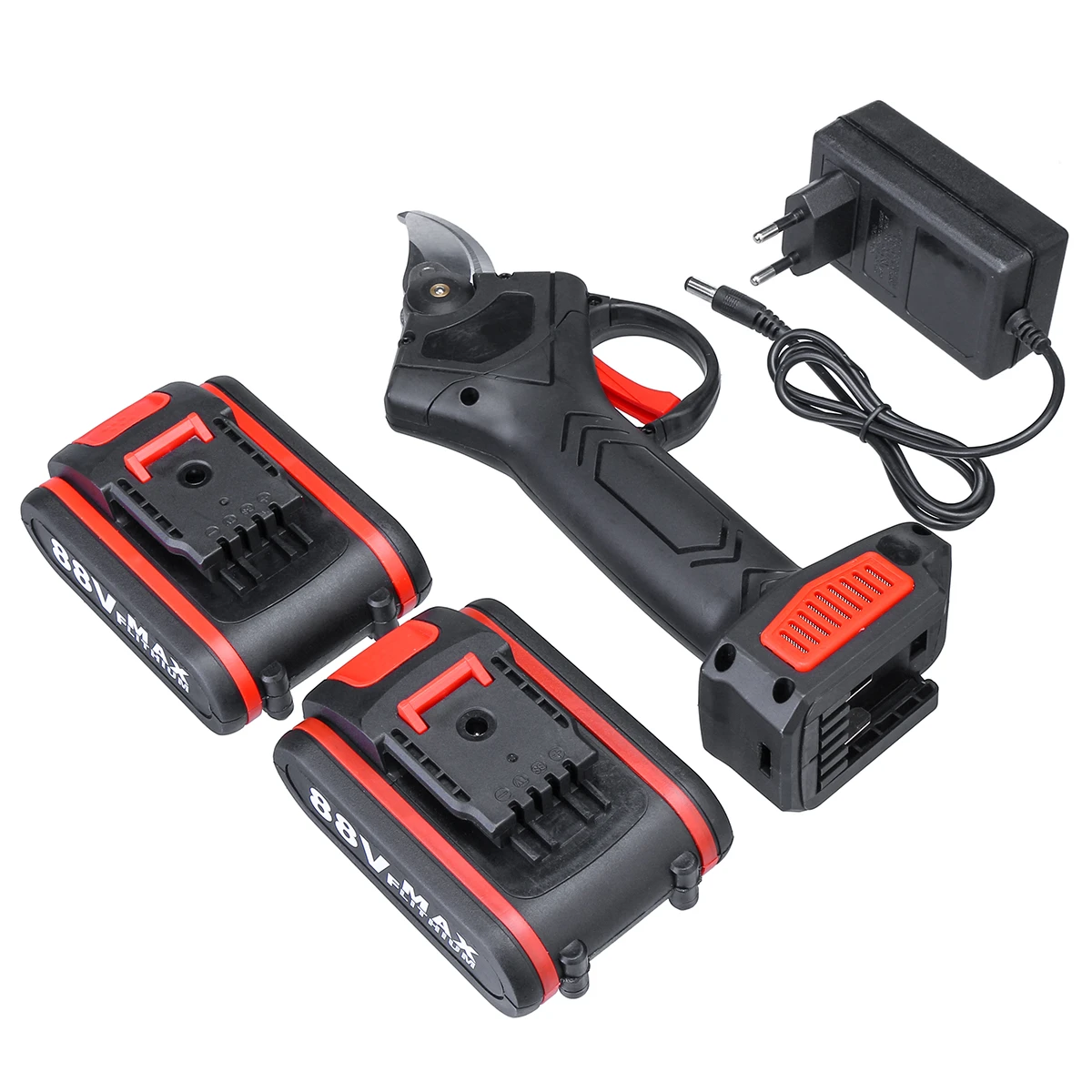 VIOLEWORKS 88VF Cordless Electric Pruning Shears Secateur 30mm Garden Branch Cutter W/ 2X Battery & Plastic Toolbox