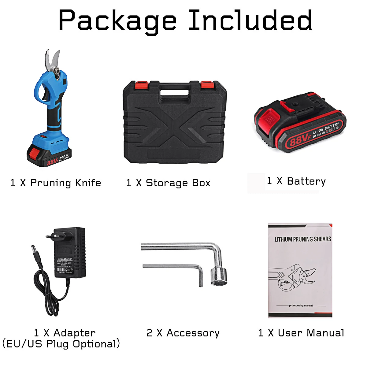 BRAVOBRO 88VF 30mm Cordless Electric Scissors Pruning Shears Tree Branch Pruner Garden Tools W/1pc/2pcs Battery For MakitaEU/US Plug