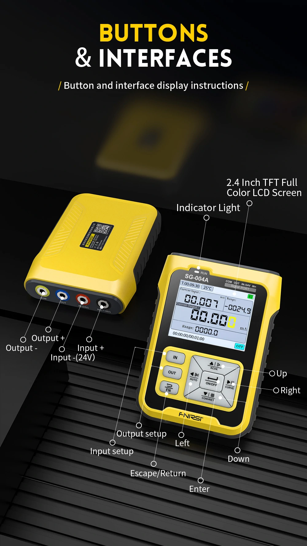FNIRSI SG-004A Multi-function Signal Generator 0-24V 4-20mA Analog Voltage Current Thermocouple Resistance Process Calibrator