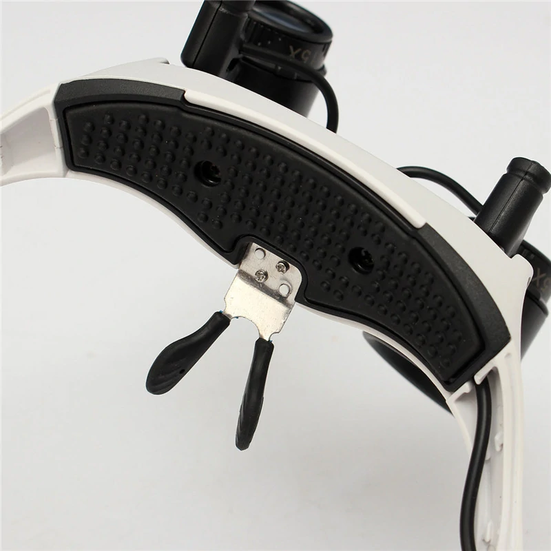 Portable Head Wearing Magnifying Glass 10X 15X 20X 25X LED Double Eye Repair Magnifier Loupe