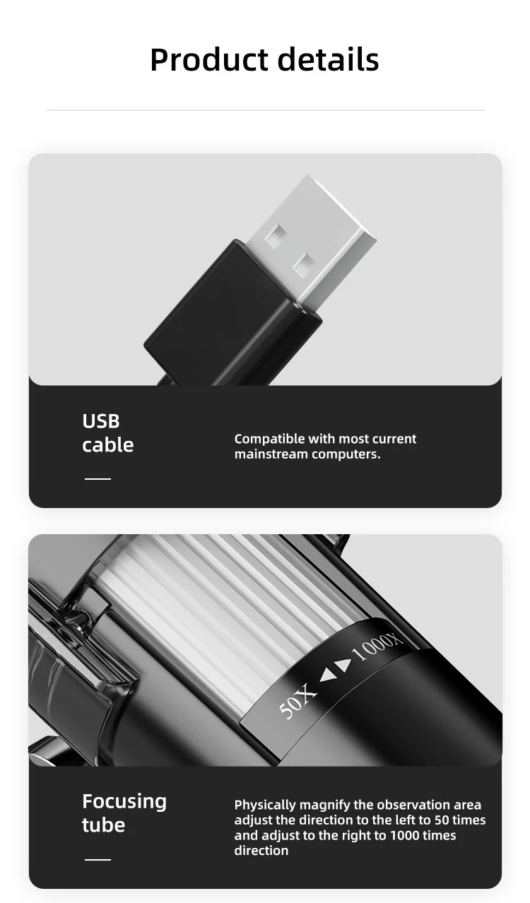 1000X Digital Microscope 3 In 1 Interfaces Microscope Photo Video Modes Microscope Computer Mobilephone Connecting 360° Bracket