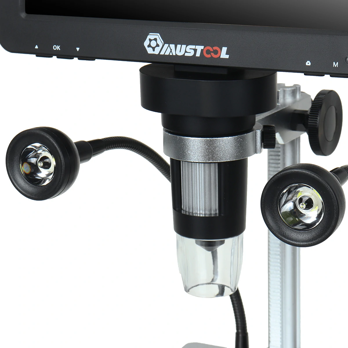 Mustool DM9 Digital Microscope 7-inch 1200X Magnifying w/Reflect cover High Resolution 1080FHD Video Adjustable LED Lights Manual Focus Remote Control Compatible with Windows and Ma OS