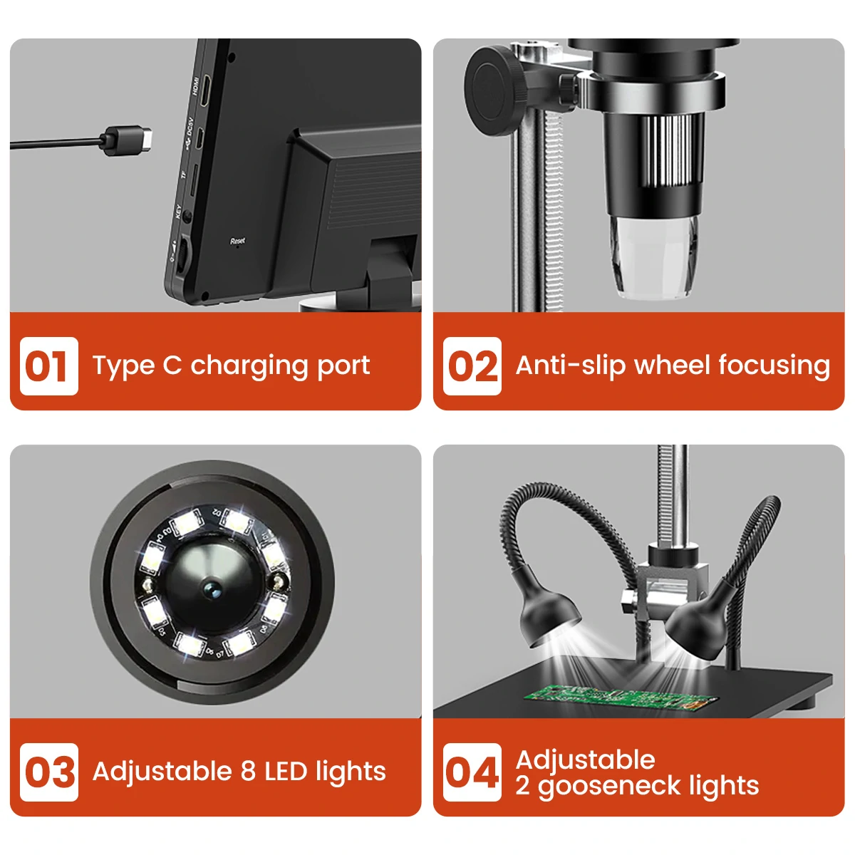 MUSTOOL DM9 Pro HDMI-compatible Digital Microscope w/eflect cover 7'' IPS Screen Microscopes 1200X Entire Coin View 16MP Professional Soldering Microscopio