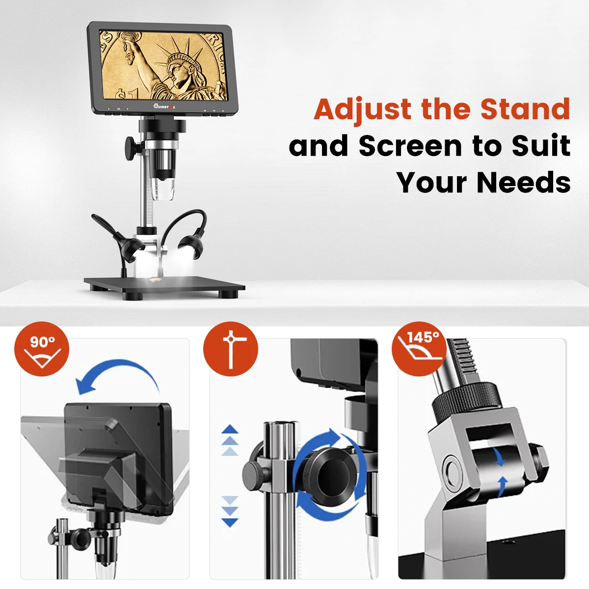 MUSTOOL DM9 Pro HDMI-compatible Digital Microscope w/eflect cover 7'' IPS Screen Microscopes 1200X Entire Coin View 16MP Professional Soldering Microscopio