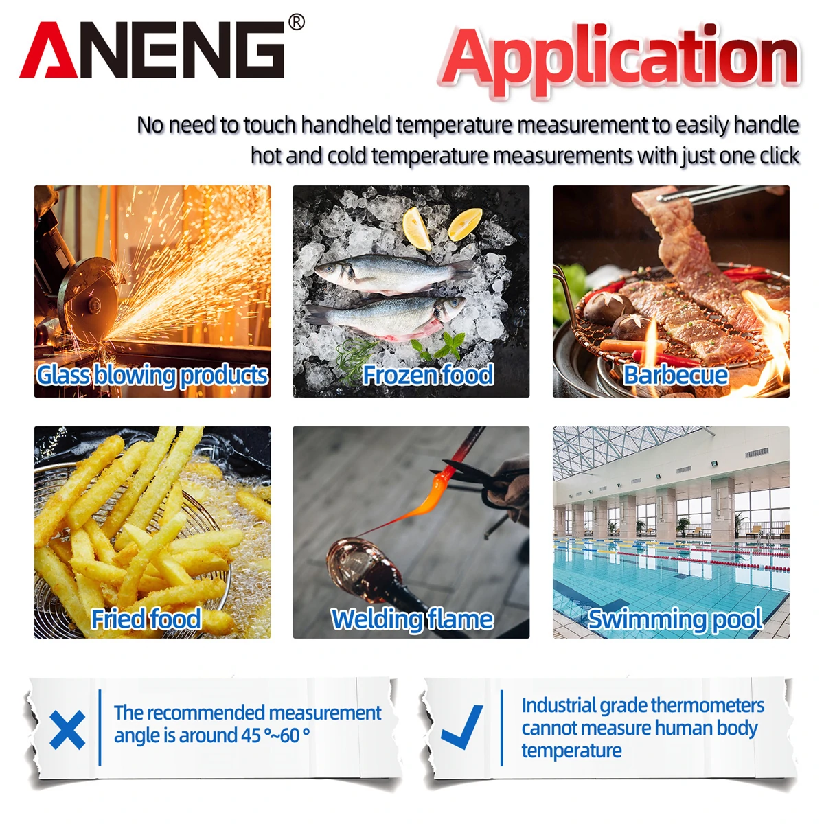 ANENG TH103 Class II Laser Infrared Thermometer Temperature Sensor Testers Gun -20°C~380℃ Industrial Thermal Tube Testing Tools