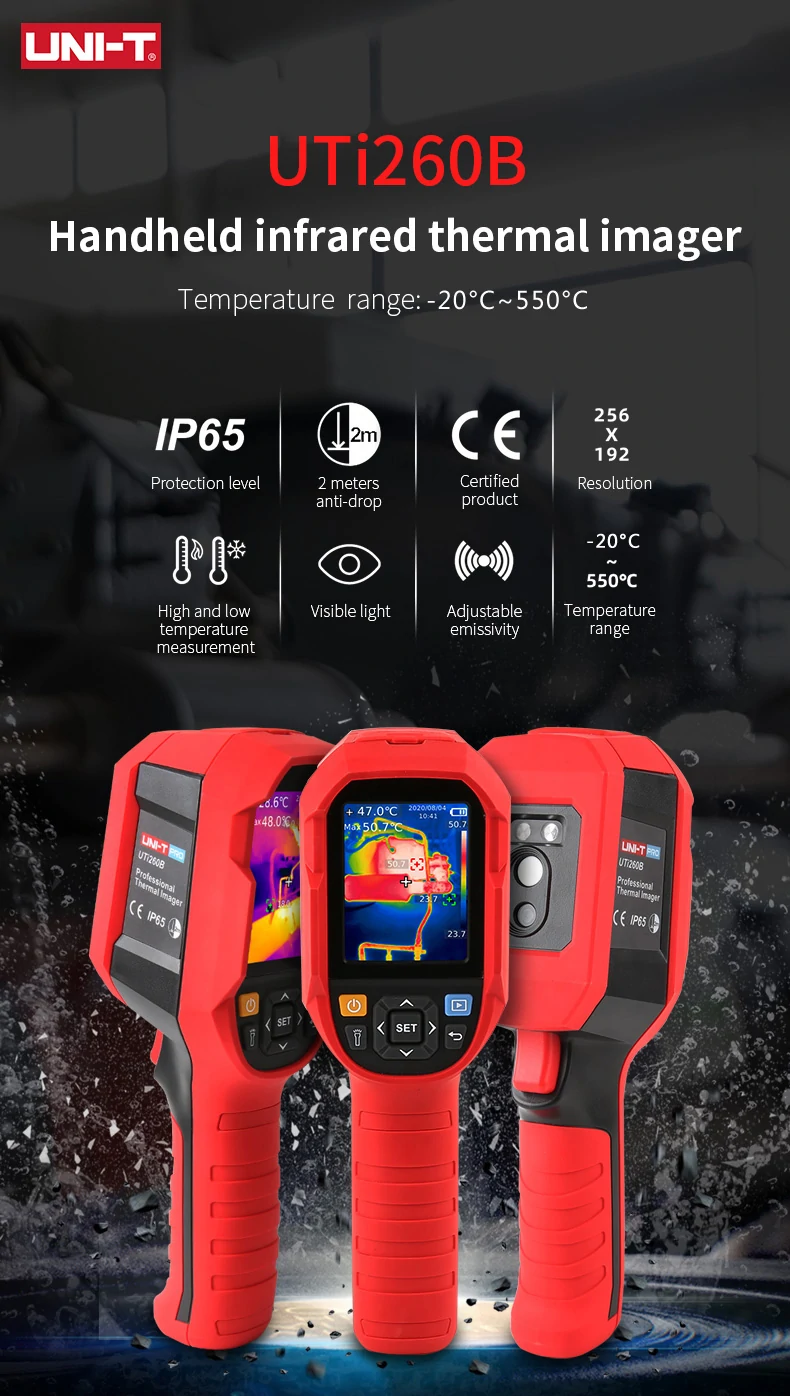 UNI-T UTi260B 256*192 Pixel Infrared Thermal Imager -20~550°C Industrial Thermal Imaging Camera Handheld USB Infrared Thermometer
