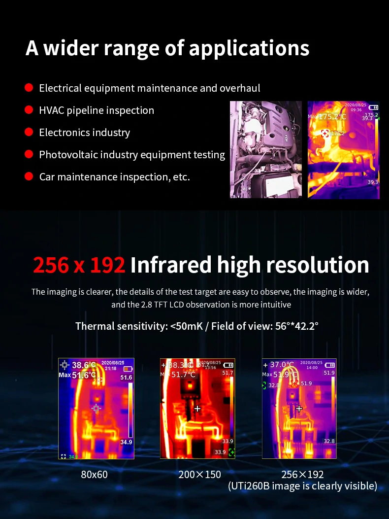 UNI-T UTi260B 256*192 Pixel Infrared Thermal Imager -20~550°C Industrial Thermal Imaging Camera Handheld USB Infrared Thermometer