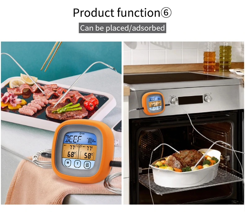 TS-6601-2 Dual-needle Touchscreen Food Thermometer Kitchen Baking Meat Barbecue Thermometer