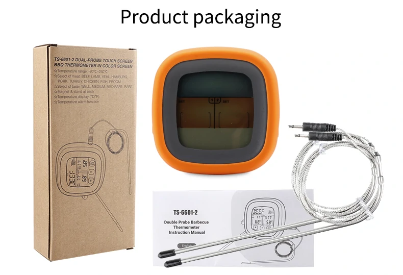 TS-6601-2 Dual-needle Touchscreen Food Thermometer Kitchen Baking Meat Barbecue Thermometer