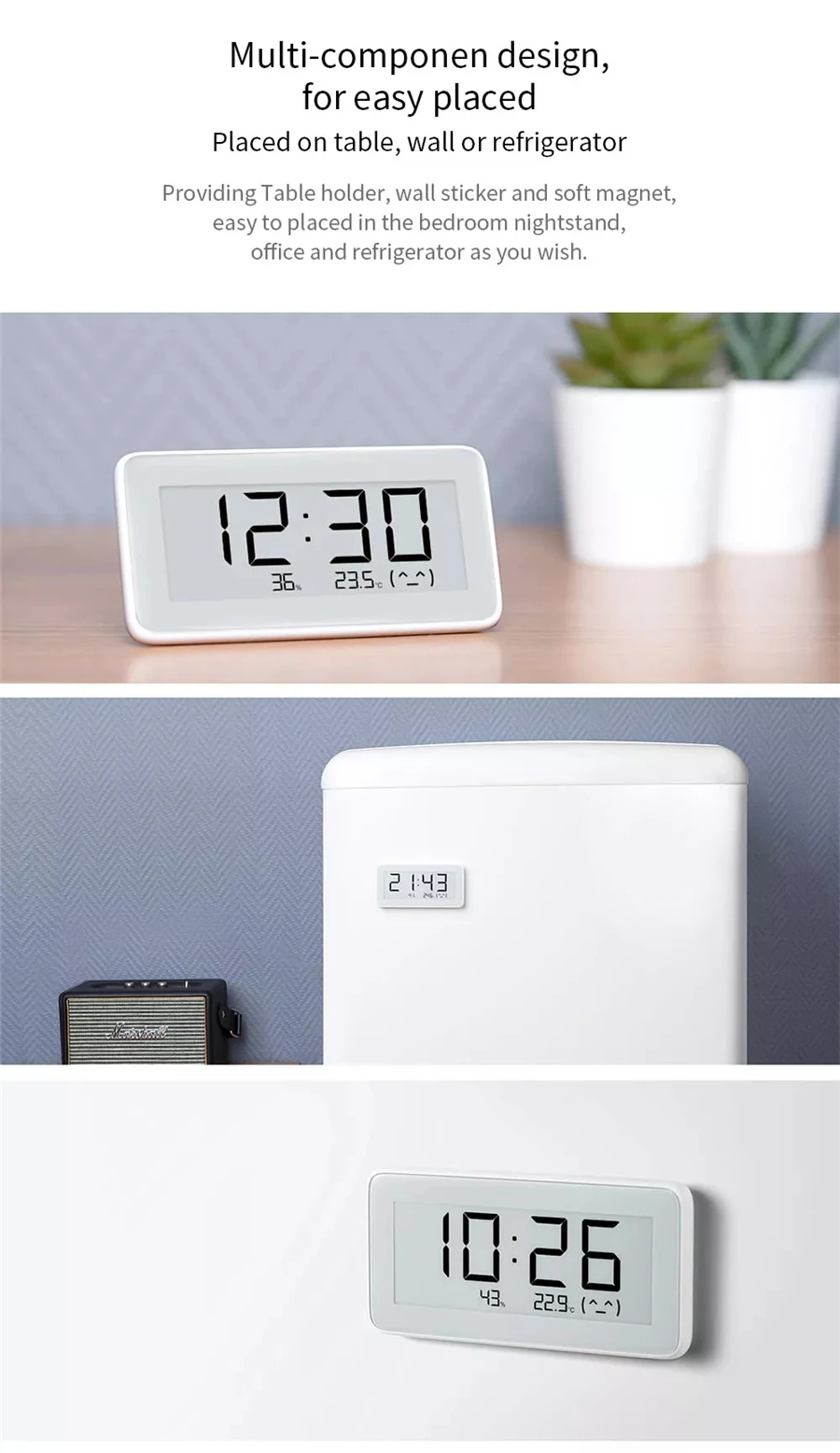 Xiaomi Mijia Smart Temperature Humidity Pro Electronic Digital Clock Watch E-link Thermometer Moisture Meter Work Mi Home