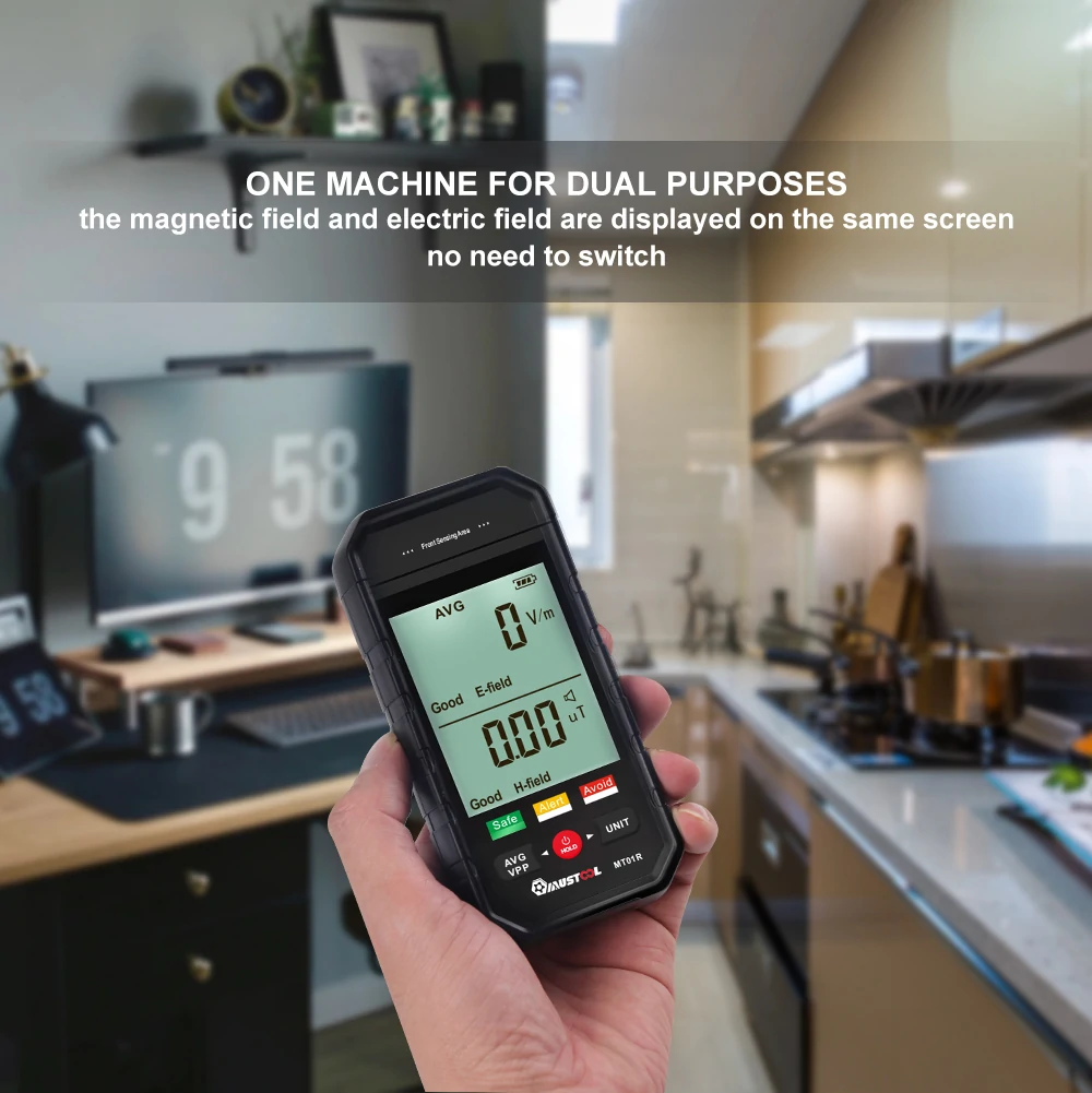 MUSTOOL MT01R 3-inch Electromagnetic Radiation Tester Electric Field & Magnetic Field Detection Radiation Status Rapidly Assess