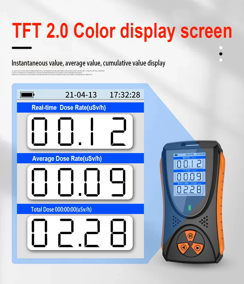 High Precision 0. 05uSv-50mSv Nuclear Radiation Tester Radioactive Tester with Built-in Battery TFT2.0  Color Display Screen Alarm Fuction