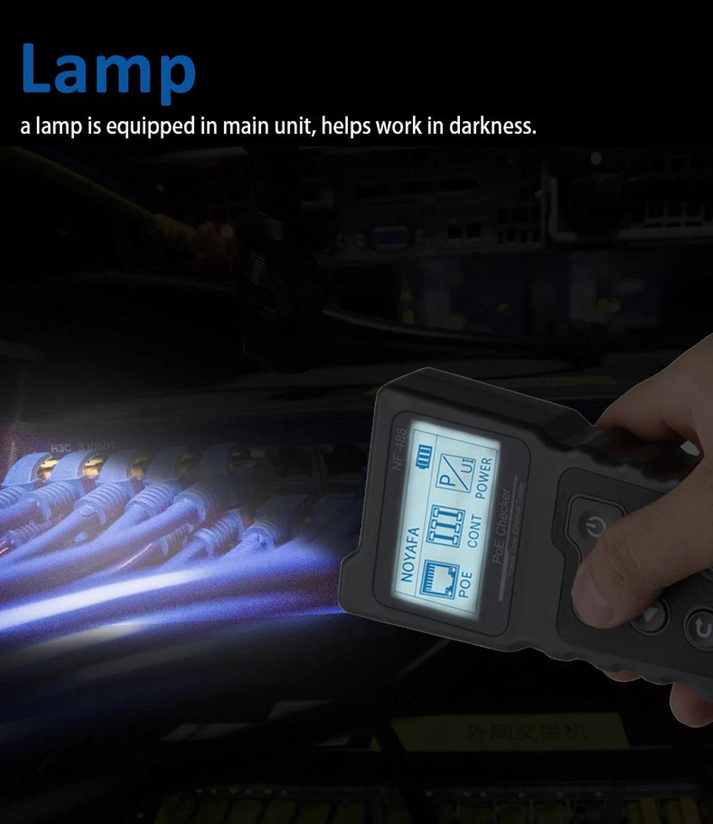 NOYAFA NF-488 Network Cable Tester PoE Switch Online Test PoE Voltage Polarity Cable Tracker Loop Test Tool with LCD Display