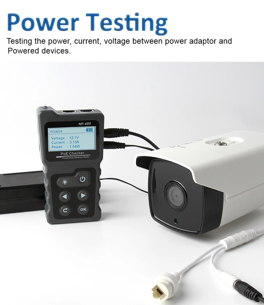 NOYAFA NF-488 Network Cable Tester PoE Switch Online Test PoE Voltage Polarity Cable Tracker Loop Test Tool with LCD Display