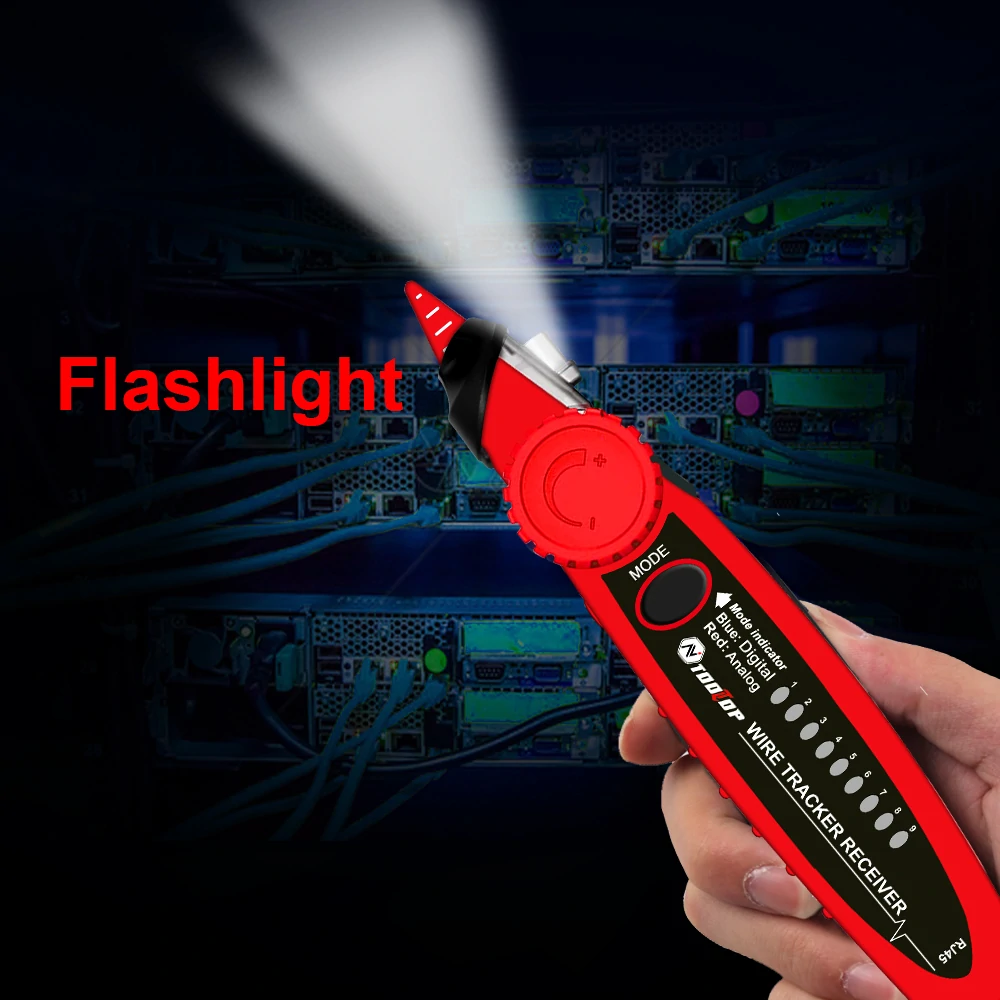 TOOLTOP 3 in 1 Network Cable Tester + Multimeter + Red Light Pen 600M Network Cable Length Measure AC DC Current Voltage Measurement Anti-noise Line Tracker With Bag ET624 ET626 ET628