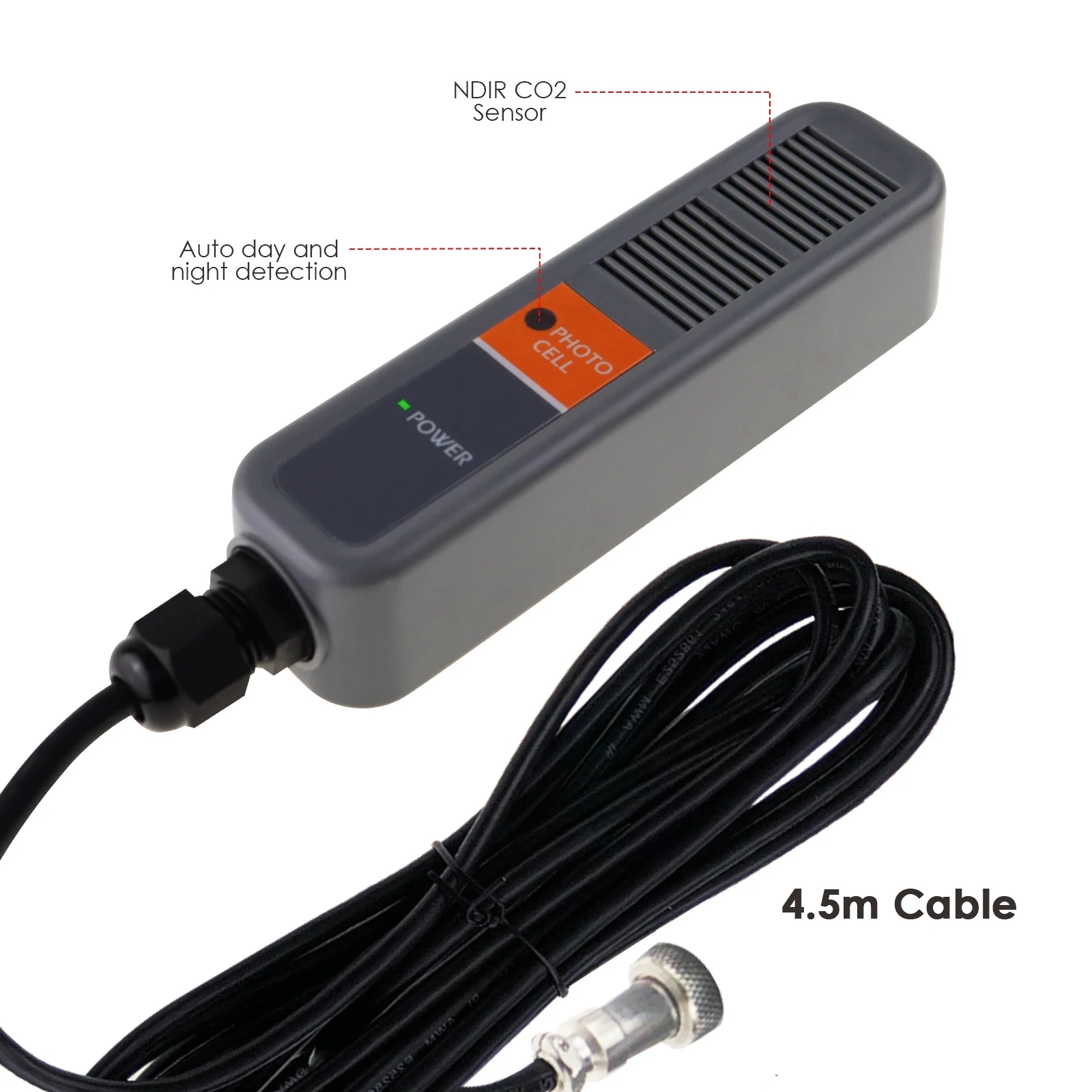 AZ7530 Carbon Dioxide CO2 IAQ Monitor Controller with Relay Function NDIR Sensor Probe for Green House Home/ Office/Factory