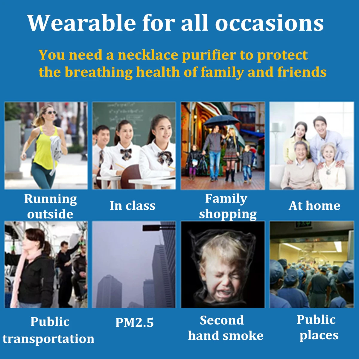 Mini Portable USB Air Purifier Necklace Ionizer Ion Generator Smoke Remover Home