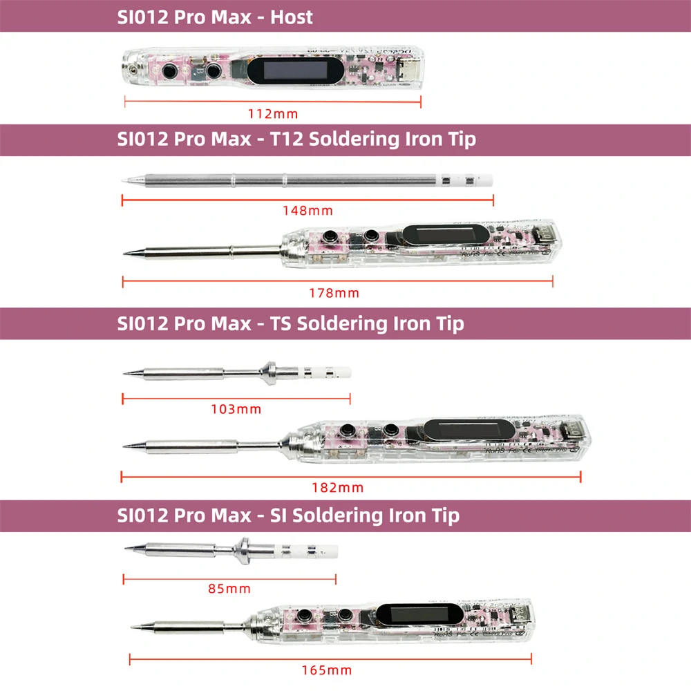 SEQUER SI012 Pro Max TS-B2 Portable OLED Soldering Iron with Color Ambience Light Chinese, English and Russian Menu Applicable TS Soldering Iron Tips Support PD|QC|3S-6S Battery Power Supply