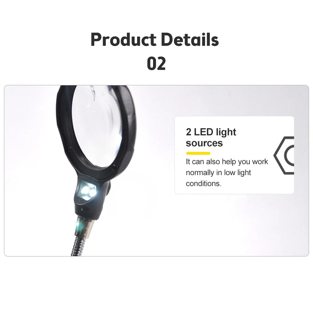 Multifunctional Electric Soldering Station Auxiliary Clamp Electric Iron Double Led Light Industrial Maintenance Bracket Type Magnifying Glass